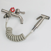 Robinet d'arrêt triangulaire en acier inoxydable 304, séparateur d'eau pour toilettes, double poignée, bec de bain et de douche, finition brossée pour robinets de toilettes