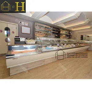 Mostrador de mármol moderno para restaurante, Mostrador de exhibición de tartas y pastelería