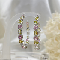 SENYU Exquisitos Pendientes de Aro de Lujo Multicolor Arcoíris para Mujer, con Piedras CZ en Forma de Corazón, Ovaladas, Baguette y Marquesa, Aros Grandes