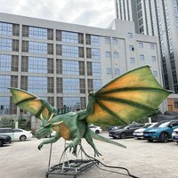 Modèle de dragon animatronique personnalisé en silicone grandeur nature, envergure de 5 m, hauteur de 3 m, dinosaure robotique pour parc d'attractions