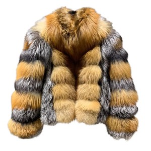 Veste d'hiver courte et réversible en vraie fourrure de renard pour femme, modèle 2025, luxueuse, décontractée, respirante, personnalisable, à simple boutonnage, style trench, toutes tailles - Product Image 1