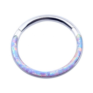 <span class=keywords><strong>Opal</strong></span> menteşeli burun yüzük ASTM F136 titanyum Clicker altın kaplama küpe hediye için burun Piercing takı için çemberler - Product Image 5