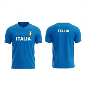 T-shirt de football MAZZEO GIOCATTOLI Italia en polyester bleu à col en V, séchage rapide, pour toutes les saisons - Product Image 2