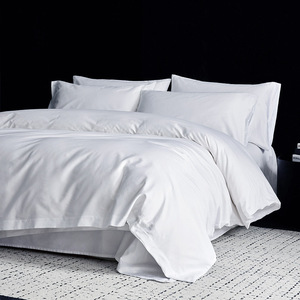 Venta al por mayor moderno blanco 100% algodón satén ropa de cama para hoteles y casas de huéspedes 300 hilos de diseño Hotel Lino - Product Image 1