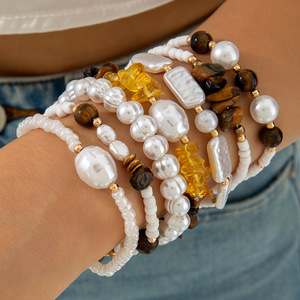 European American Jewelry Fashion Liquid Pleated Metal <strong>Large</strong> Wide Gold <strong>Bracelet</strong> Irregular <strong>Beaded</strong> Geometric <strong>Bracelet</strong> Wholesale - Product Image 6