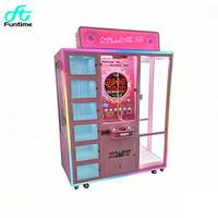 FunTime Machine à Primes Transparente Rose, Taux de Gagnant Réglable, Faible Encombrement, Attrape-Cadeaux d'Arcade