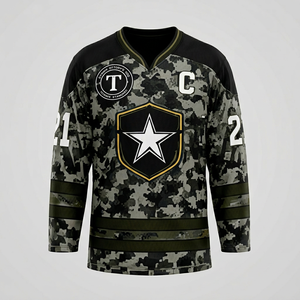 Men's Color Blocking Sublimated Ice Hockey Jersey Full Sleeve V-Neck Moisture Wicking Anti-Bacterial 280g Mesh <b>Polyester</b> Sport - Product Image 1