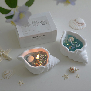 Vela Aromática Personalizable con Logotipo, Diseño de Estrella de Mar y Concha, Hecha a Mano, Vela de Gel Creativa - Product Image 1