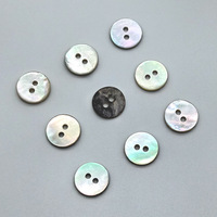 Botones de Concha Agoya Naturales de Japón, Gruesos, con 2 Agujeros, para Camisas, Ropa y Costura, Calidad T1 T2