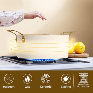 Batterie de cuisine en aluminium avec revêtement antiadhésif en céramique, poignées en acier inoxydable, comprenant poêle, casserole et faitout – Offre Spéciale - Product Image 4