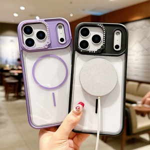 Magnetic Sparkly Glitter <b>Phone</b> case for iphone 17 Pro Max Camera Lens Shockproof <b>Protector</b> Bling Diamonds Soft Tpu Cover Girly - Product Image 2