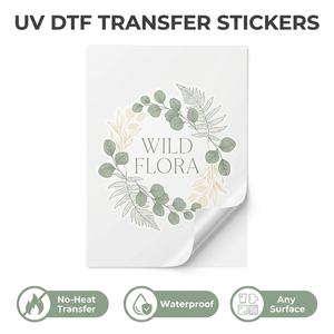 สติกเกอร์ติดแก้ว แก้วน้ำ แล็ปท็อป ลายดอกไม้ พิมพ์ UV DTF สำหรับตกแต่งของขวัญ DIY โลโก้ส่วนตัว ติดทนนาน - Product Image 1