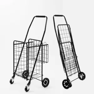 Carrello della spesa pieghevole portatile in filo di acciaio per supermercati per uso familiare piccolo modello pieghevole carrello della spesa auto