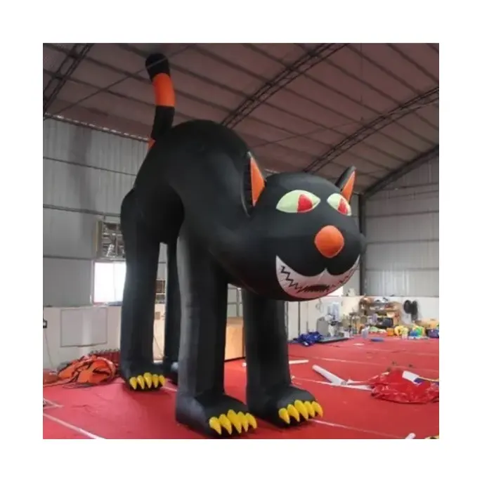 Quintal inflável inflável do gato preto do Dia Das Bruxas Decoração animada dos desenhos animados com abóbora