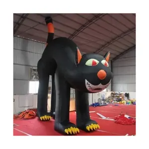 Halloween Inflatable khổng lồ mèo đen sân hoạt hình phim hoạt hình trang trí với bí ngô