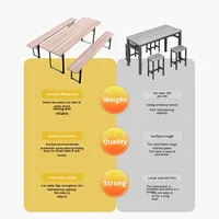 Ensemble de table de jardin en bois robuste pliable pour pique-nique en plein air avec 2 bancs 180 cm