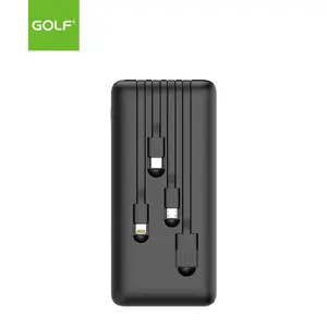 गोल्फ पोर्टेबल इलेक्ट्रॉनिक पावर बैंक स्मार्ट फोन लिथियम बैटरी चार्ज मामले में निर्मित केबल पावर बैंक 10000mah के लिए लैपटॉप