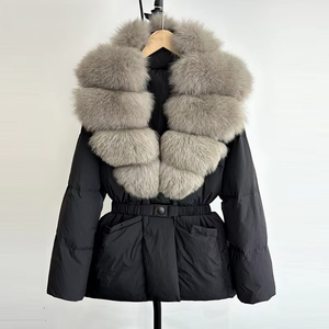 OFTBUY 2025 Parka Invernale da <span class=keywords><strong>Donna</strong></span>, Cappotto in Piuma d'Oca Bianca 90% con Vera Pelliccia di Volpe Naturale, Giacca Imbottita Calda e Spessa con Cintura, Impermeabile - Product Image 1