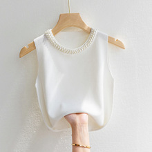 Nouvelle Collection Été – <span class=keywords><strong>Gilet</strong></span> Tricoté <span class=keywords><strong>Sans</strong></span> Manches pour <span class=keywords><strong>Femme</strong></span> avec Perles – Haut Décontracté - Product Image 4