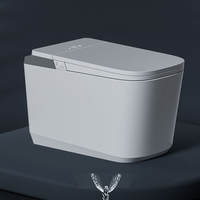 WC intelligent monobloc moderne pour femme, à capteur, en céramique, avec siphon en P intégré au sol, pour salle de bain