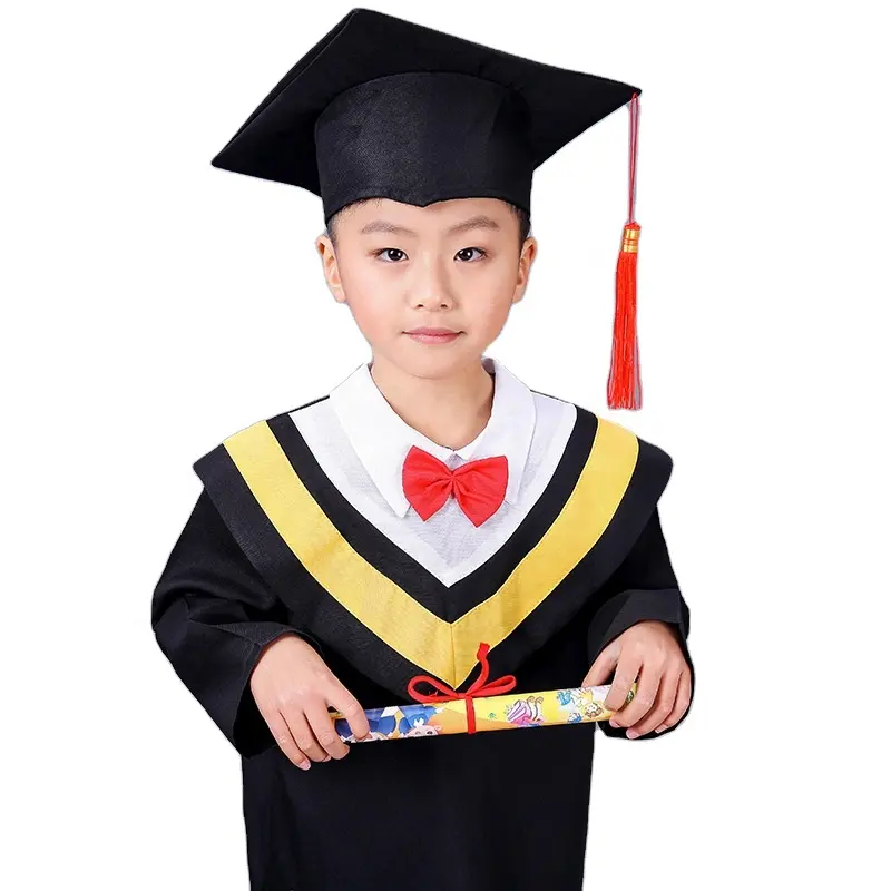 Matte Child Gown Custom Graduation Gown And Hat Uniform For School Fashion 100%Cotton Poplin Summer Rayon Unisex