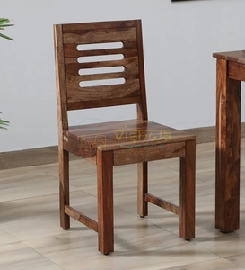 <b>Rustic</b> Sheesham Wood <b>Dining</b> <b>Chair</b> with Slatted Backrest and Solid Seat Modern Farmhouse Style Furniture for the <b>Dining</b> Room Home - Product Image 3