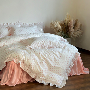 Nouvel ensemble de literie quatre pièces style princesse en dentelle, coton lavé 300 fils, drap, taie d'oreiller, housse de <span class=keywords><strong>couette</strong></span>, taille <span class=keywords><strong>petite</strong></span>, frais et moderne - Product Image 3
