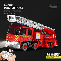 Reobrix Camión de Bomberos Mecánico 22005, Controlado por Aplicación, Alcance de 50 m, 3266 Piezas, Bloques de Construcción, Modelo de Juguete, Camión de Rescate Eléctrico