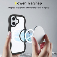 Laudtec Sjk779 Clear Back Phone Case Wave Frame Tpu Pc Simple Business Carga magnética para Iphone 16 15 14 13 12 Plus Pro Max