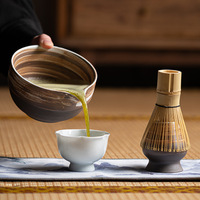 Astief – Kit de fouet et bol à matcha en céramique artisanale, coffret cadeau, ensemble de bols à matcha en poterie rustique
