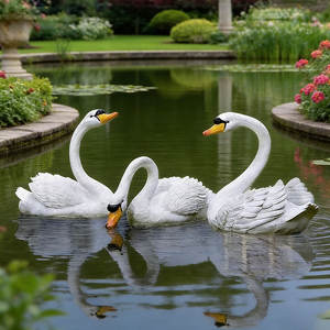 Statue de cygne grandeur nature en fibre de verre noir et blanc, résistante aux intempéries, pour décoration extérieure de jardin et paysages de luxe - Product Image 6