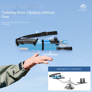 Ultra Light Aluminum Alloy Trekking Pole Folding Style Five Section Non Slip Professional Hiking Climbing Outdoor Walking <strong>Stick</strong> - Product Image 2