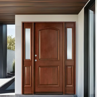 Porte d'entrée principale en bois massif sculpté à la main de luxe américaine de technologie professionnelle, double porte, QD-200-03, portes intérieures en bois