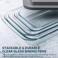 Plat à four rectangulaire en verre borosilicate transparent avec poignées, grande capacité, prix de gros