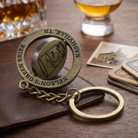 Porte-clés personnalisé en émail, laiton antique, alliage de zinc, rotatif, pour souvenirs de bar et cadeaux promotionnels