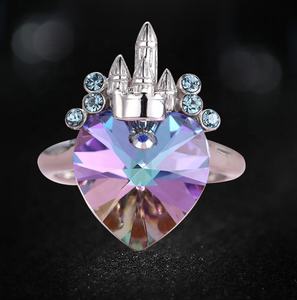 Joyería fina <span class=keywords><strong>de</strong></span> moda personalizada, Plata <span class=keywords><strong>de</strong></span> Ley 925 sólida, cristal austriaco, forma <span class=keywords><strong>de</strong></span> corazón, <span class=keywords><strong>Castillo</strong></span> <span class=keywords><strong>de</strong></span> amor, anillo <span class=keywords><strong>de</strong></span> pareja para niñas - Product Image 5