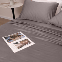 Parure de draps HFW de luxe en bambou soyeux, avec coutures solides, rafraîchissante, anti-acariens, teinte, sur mesure, 4 pièces