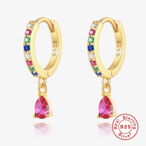 Pendientes de Plata de Ley S925 con Forma de Gota de Agua, Pendientes de Aro de Colores Creativos y Modernos, Más Vendidos en el Extranjero - Product Image 5