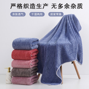 Coral Fleece Bath Towel 140x70cm Striped Quick Dry Beach Towel Rectangle Home Use - Product Image 5