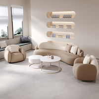 Ensemble de canapés de style crème, meubles modernes, canapé de bureau incurvé pour salon de beauté et zone de repos