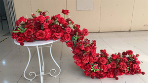 M69 Wholesale Silk Faux White <strong>Red</strong> <strong>Rose</strong> Flower Runners High Quality Wedding Flower Table Runner Artificial Arch Flower Aisle - Product Image 2