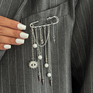 Broche de diseñador con borlas y cadena de cuentas CCB irregulares remachadas <span class=keywords><strong>para</strong></span> mujer, accesorios de moda <span class=keywords><strong>para</strong></span> trajes de fiesta, regalo de joyería. - Product Image 3