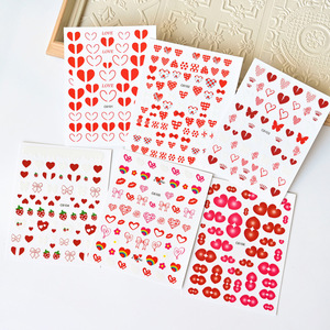 Pegatinas de Uñas 3D con Diseño de Fresas y Letras de Amor para San Valentín 2025, 6 Colores, Corazón Rojo, Decoración de Uñas - Product Image 3