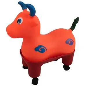 jumping animals pvc inflatable animal toy cow on wheels