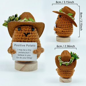 Jouet au crochet artisanal, figurine de dessin animé adorable, décoration de bureau, cadeau de fêtes, concombre avec chapeau de cowboy et base (Carte B), canard à longues pattes - Product Image 6