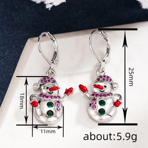 Orecchini Natalizi a Forma di Pupazzo di Neve per Donna, Orecchini Pendenti Dipinti a Olio, Regalo per Feste Natalizie - Product Image 6