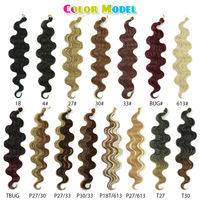 BELEZA 613 #   100g 24 inci Rambut Sintetis Model Keriting Body Wave Bundel Ombre Cokelat Pirang Gaya Rambut Alami Ekstensi Kepang