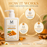 Lotion corporelle au curcuma 200 ml, marque privée OEM ODM, enrichie en vitamine C, niacinamide et beurre de karité, hydratante et unifiante pour le teint