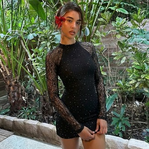 <span class=keywords><strong>Abito</strong></span> Mini Aderente Nero Sexy a <span class=keywords><strong>Maniche</strong></span> <span class=keywords><strong>Lunghe</strong></span> con <span class=keywords><strong>Paillettes</strong></span> Elegante Vestito Estivo Casual da Donna 2026 Vendita all'Ingrosso - Product Image 3