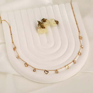 Collar de Acero de Titanio con Corazón Hueco y Circonita para Mujer, Joyería de Moda Elegante y de Lujo para Regalo de Cumpleaños - Product Image 5